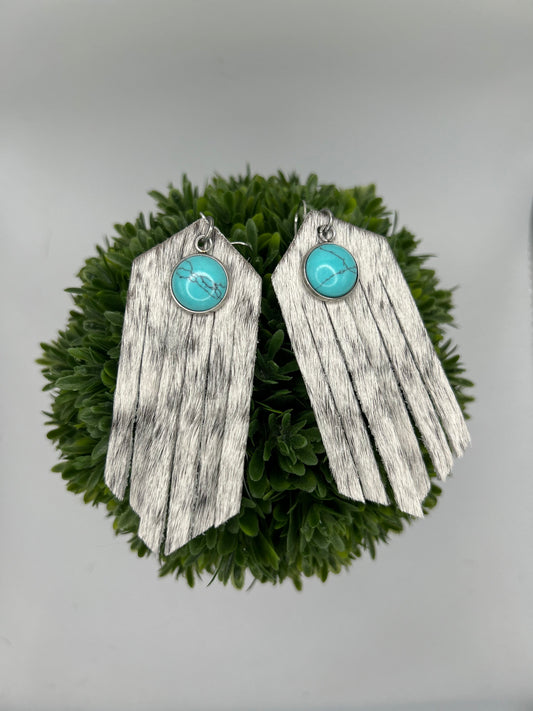 Vary Mary, 13: hair on hide - salt & pepper w/turquoise